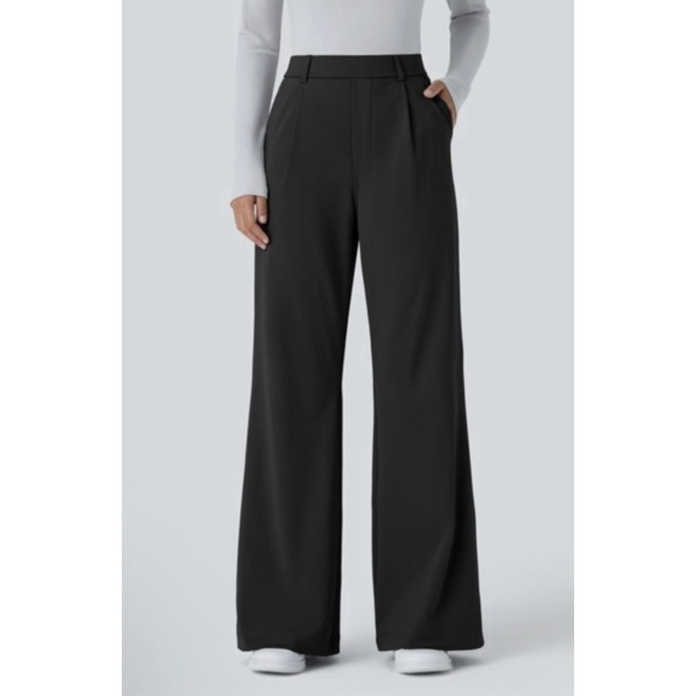 Halara Flex™ DayStretch High Waisted Pocket Work Flare Pants Size MP Black